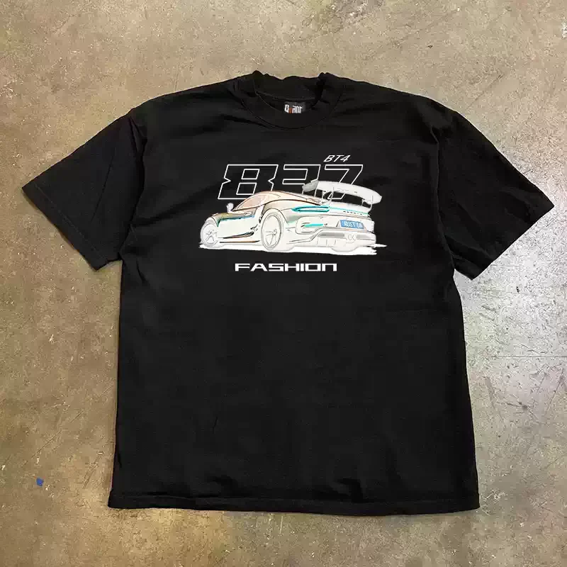 

Summer Pure Cotton American-style Street Racing Print Short-sleeved T-shirt for Men Women T-Shirt Unisex Harajuku