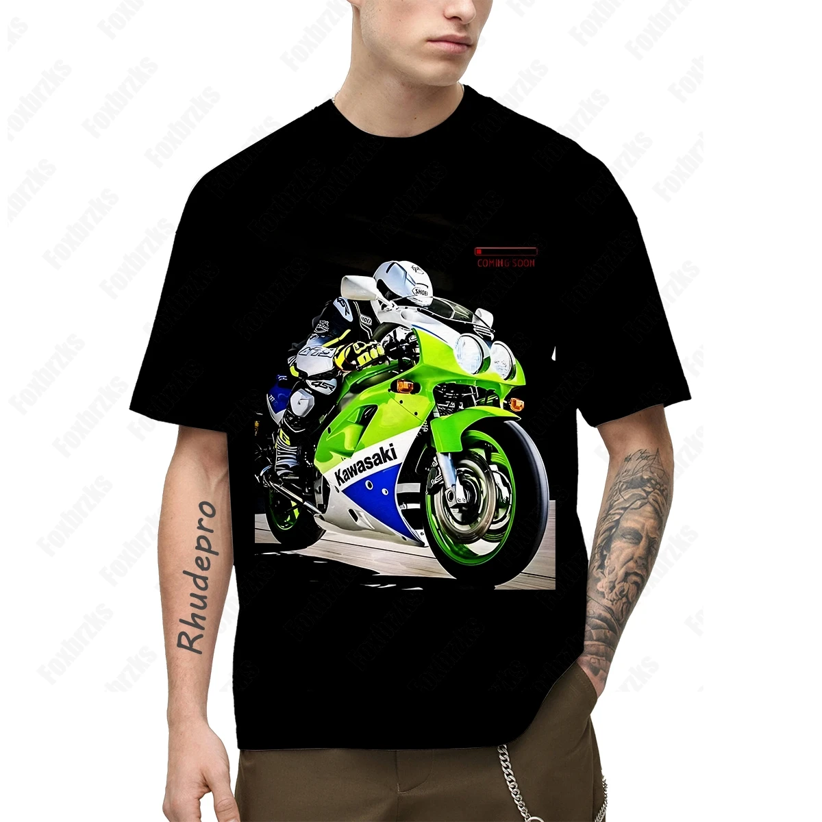 24/25 letni mężczyźni Kawasaki ciężki motocykl miłośnicy jazdy kulturowej t-shirt z nadrukiem 3D z krótkim rękawem Top treningowy dla