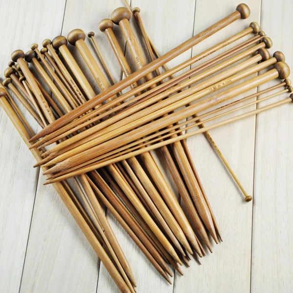 

18 Pairs Carbonized Bamboo Knitting Needles 36cm Single Pointed Smooth Finish Metric Sizes Yarn Crochet Set