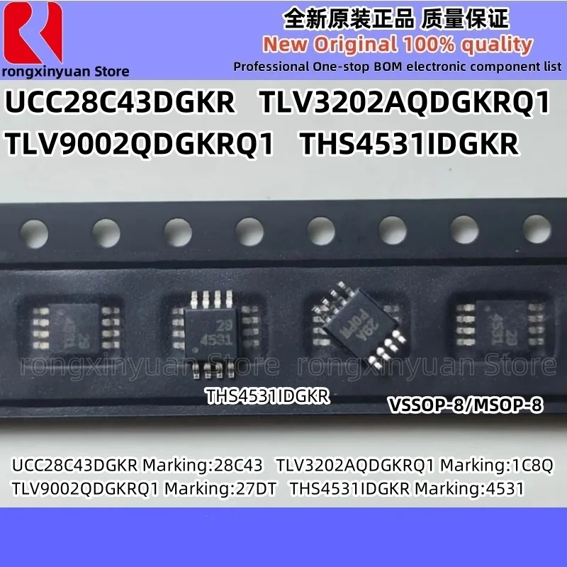 UCC28C43DGKR 28C43 UCC28C43 TLV9002QDGKRQ1 27DT TLV9002 TLV3202AQDGKRQ1 1C8Q TLV3202 THS4531IDGKR 4531 THS4531 Novo 100% qualidade