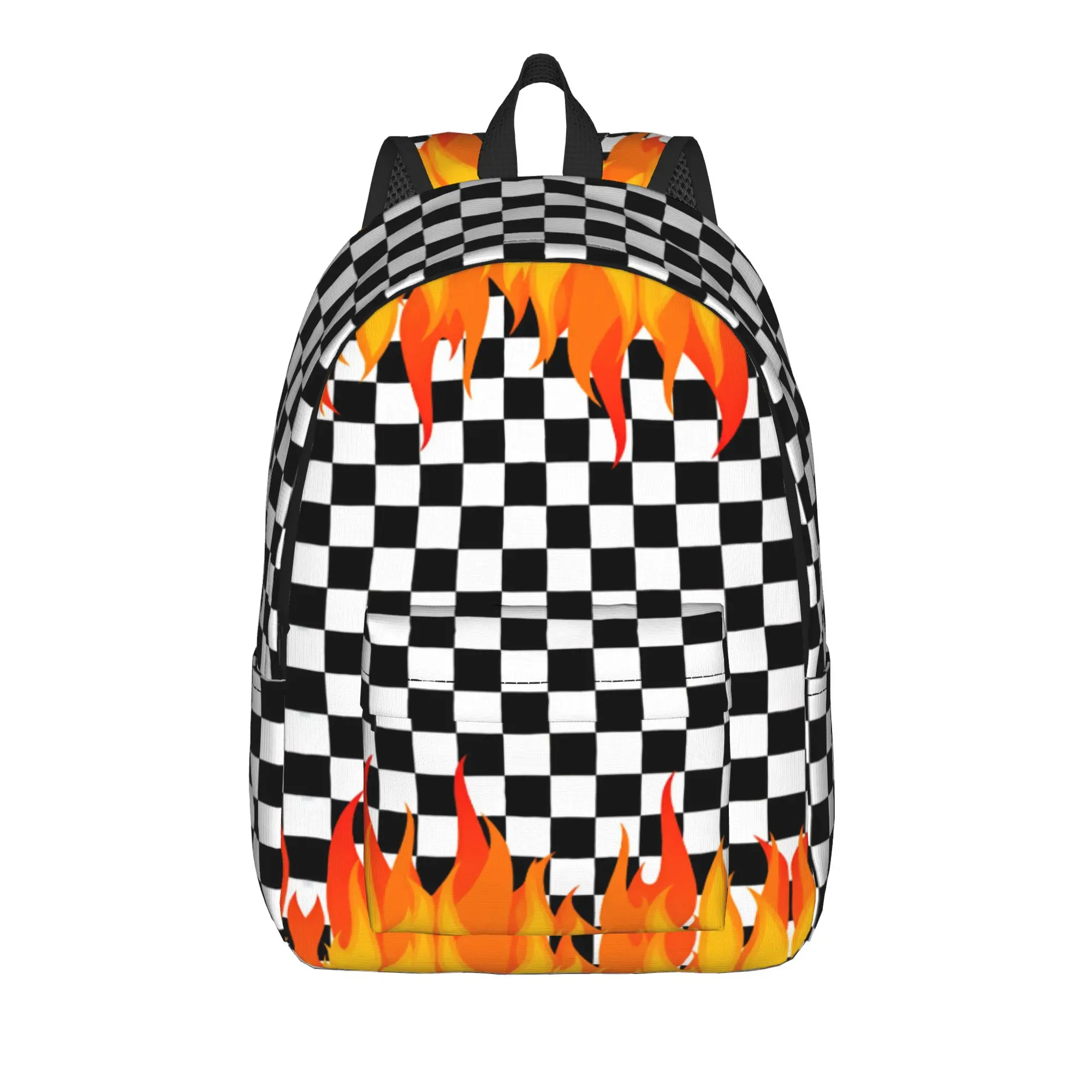 Racing Checkered Motor  Backpack  Hiking Backpacks Student Cool School Bags Design Breathable Rucksack