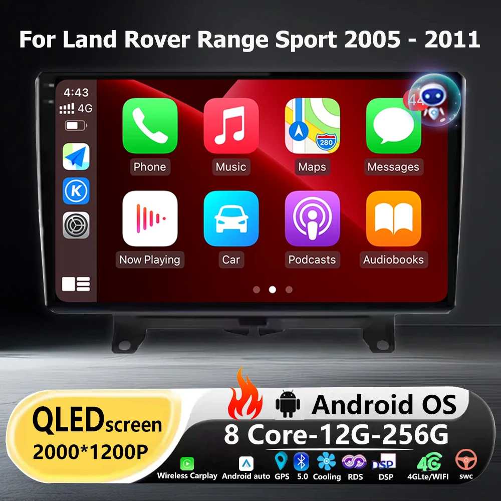 Wireless Carplay For Land Rover Range Sport 2005 - 2011 Android 16 Car Radio Multimedia Player GPS Navigation Bluetooth 4G WIFI