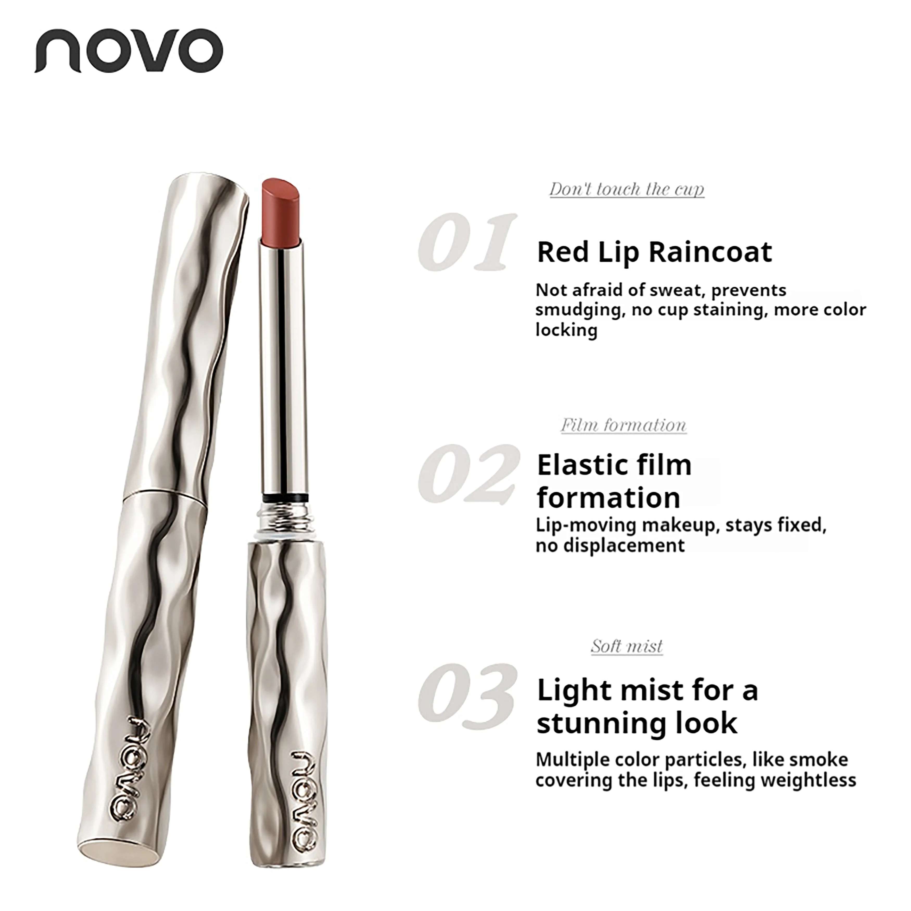 NOVO Batom à prova d'água, resistente ao suor, com acabamento colorido, macio e fosco, sem transferir