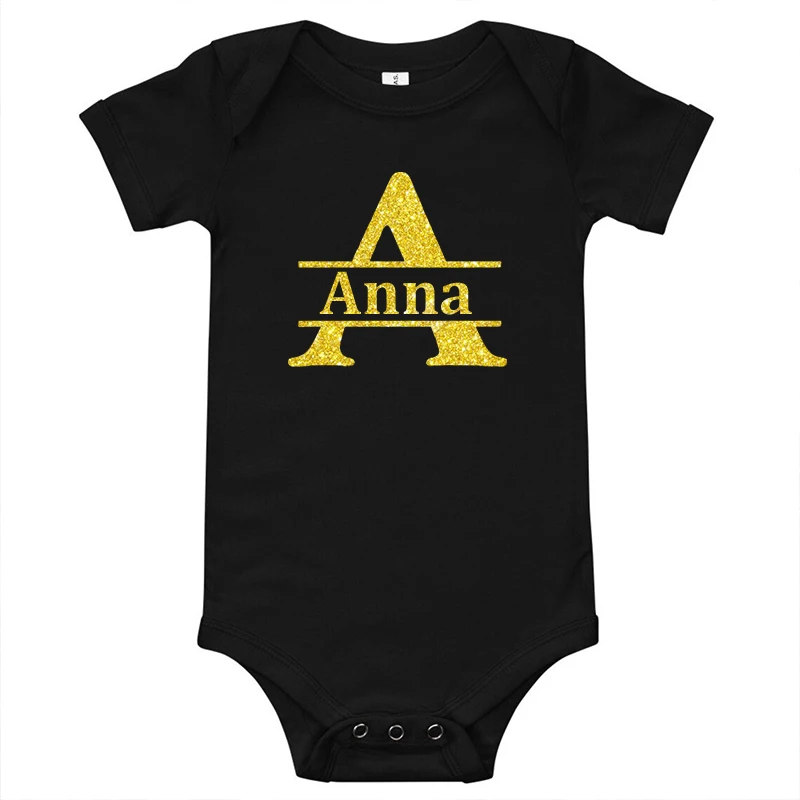 

Baby Boy Name Romper Pregnancy Announcement Personalized Baby Boy Jumpsuit Custom Name Rompers Bodysuit Gold Baby Onesie