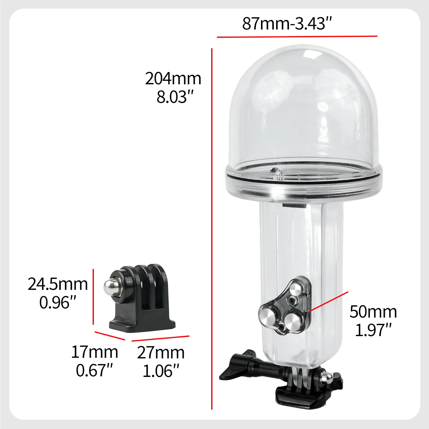 50M Wasserdichtes Gehäuse für DJI Pocket 4P Unterwasser-Tauchgehäuse Tiefsee-Tauchbox Schutzabdeckung mit 1/4 Zoll Schraubmontage – Detail 14