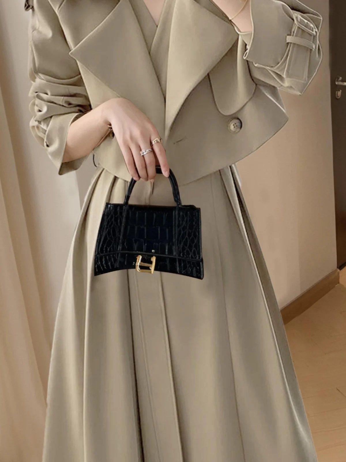 

Ele Slimming Godd Sle Dr Two-Piece Set Long Sve Collar Polyester Fiber Faionable Spring Collection