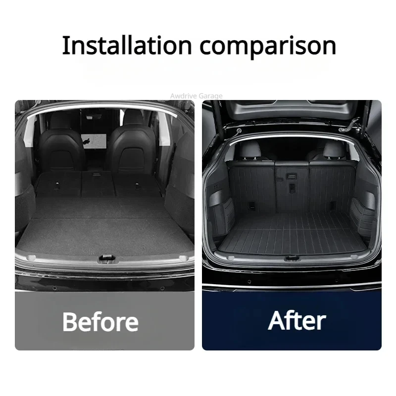 Non-Slip Trunk Mats para Tesla Modelo Y, Proteção Totalmente Cobertura, Ambos os Lados Almofadas de Proteção, Tailgate Pad, Acessórios Do Carro