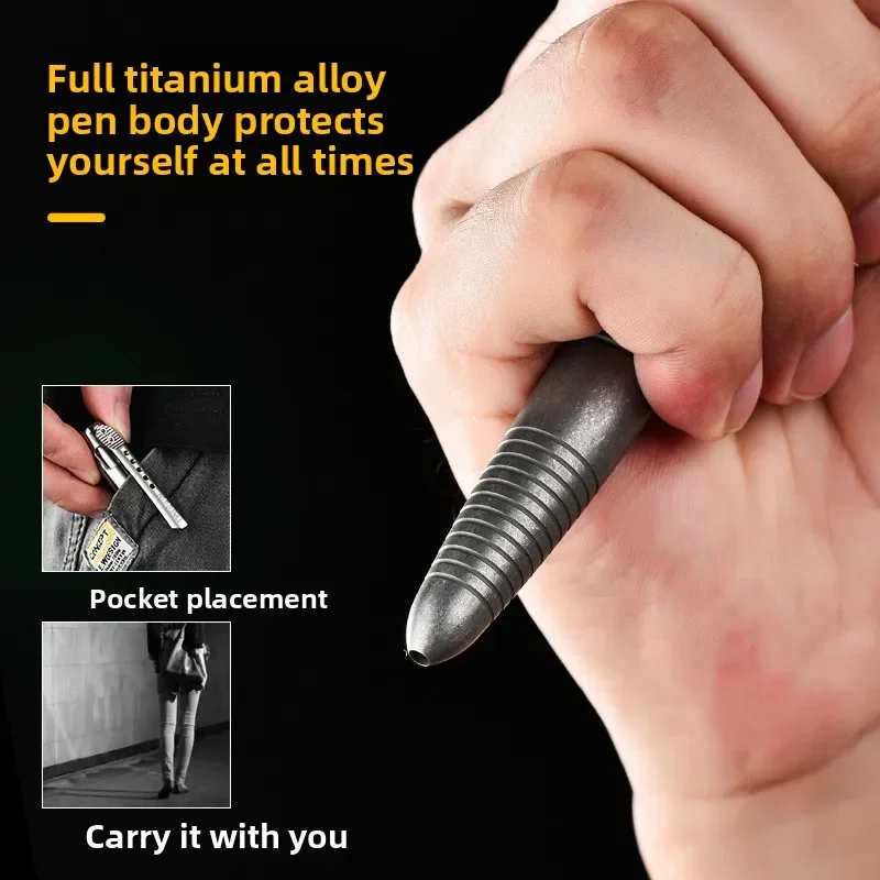 FEGVE Titanium Alloy Pocket Ball Pen Signature EDC Pens w/ 5 G2 Refills