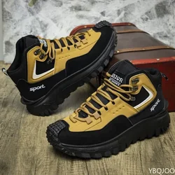 Outdoor Men's Hiking Casual Lightweight Anti Slip Slightly Vulcanized Shoes Waterproof High Top Hiking Sports Camping Men Shoes