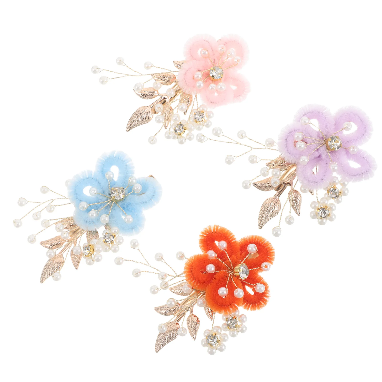 

4Pcs Flower Hair Clip Bridal Clips Fake Pearls Leaves Elegant Wedding Hair Accessories for Women Bridesmaids Hairpins