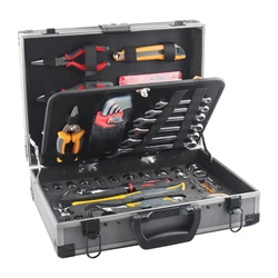 Hispec 91 Pieces Chrome Vanadium tools set box Home Garage Repair Hand Tool Set In Aluminum Tool Case Kit