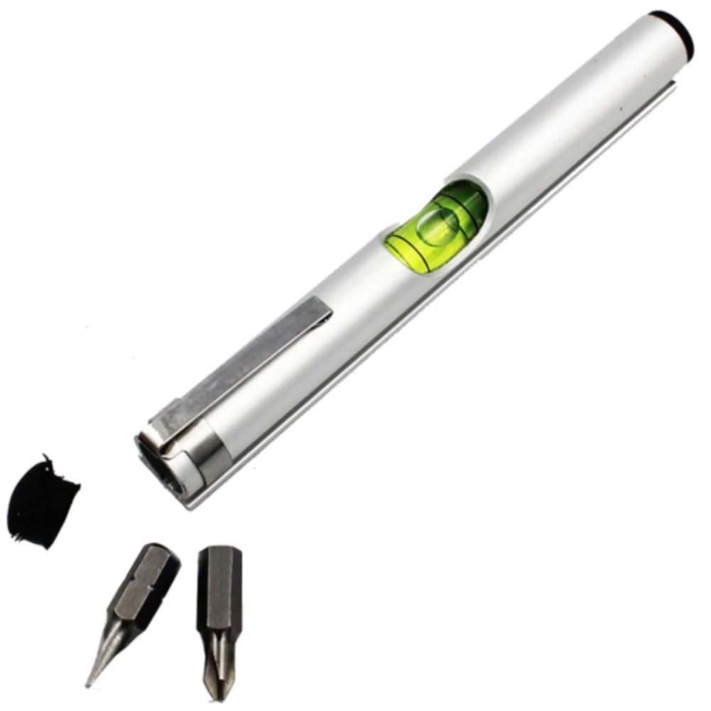 Aluminum Lightweight Portable Pen Shape Hand Tool Spirit Level Mini With Magnetic Screwdriver Multifunctional Bubble Easy Apply