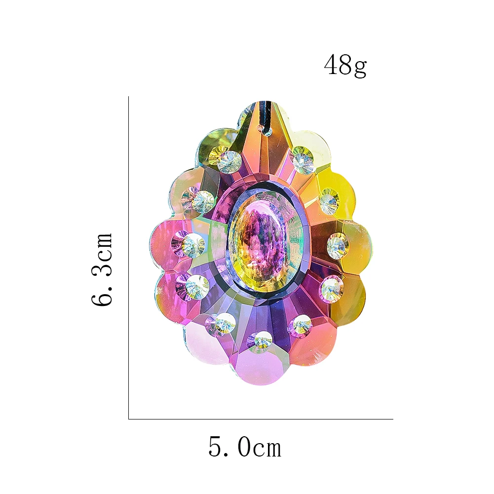 AB 컬러 공작 크리스탈 프리즘 펜던트, 썬캐처 샹들리에, 유리 램프 부품, 정원 창 레인보우 메이커, 걸이식 장식, 63mm