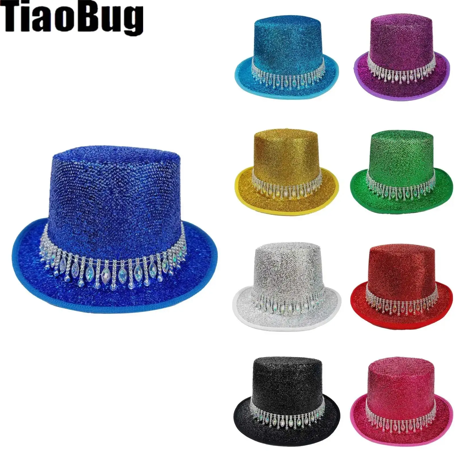 

Women Men Cosplay Magicians Hat with Rhinestones Belt Tall Hat Cosplay Costume for Adult Theme Party Stage Performers
