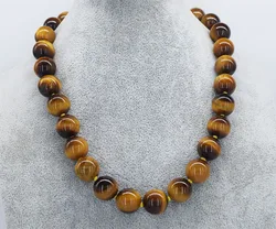 TIGEREYE YELLOW necklace round 12/14/16/18/20mm 46cm nature wholesale bead FPPJ
