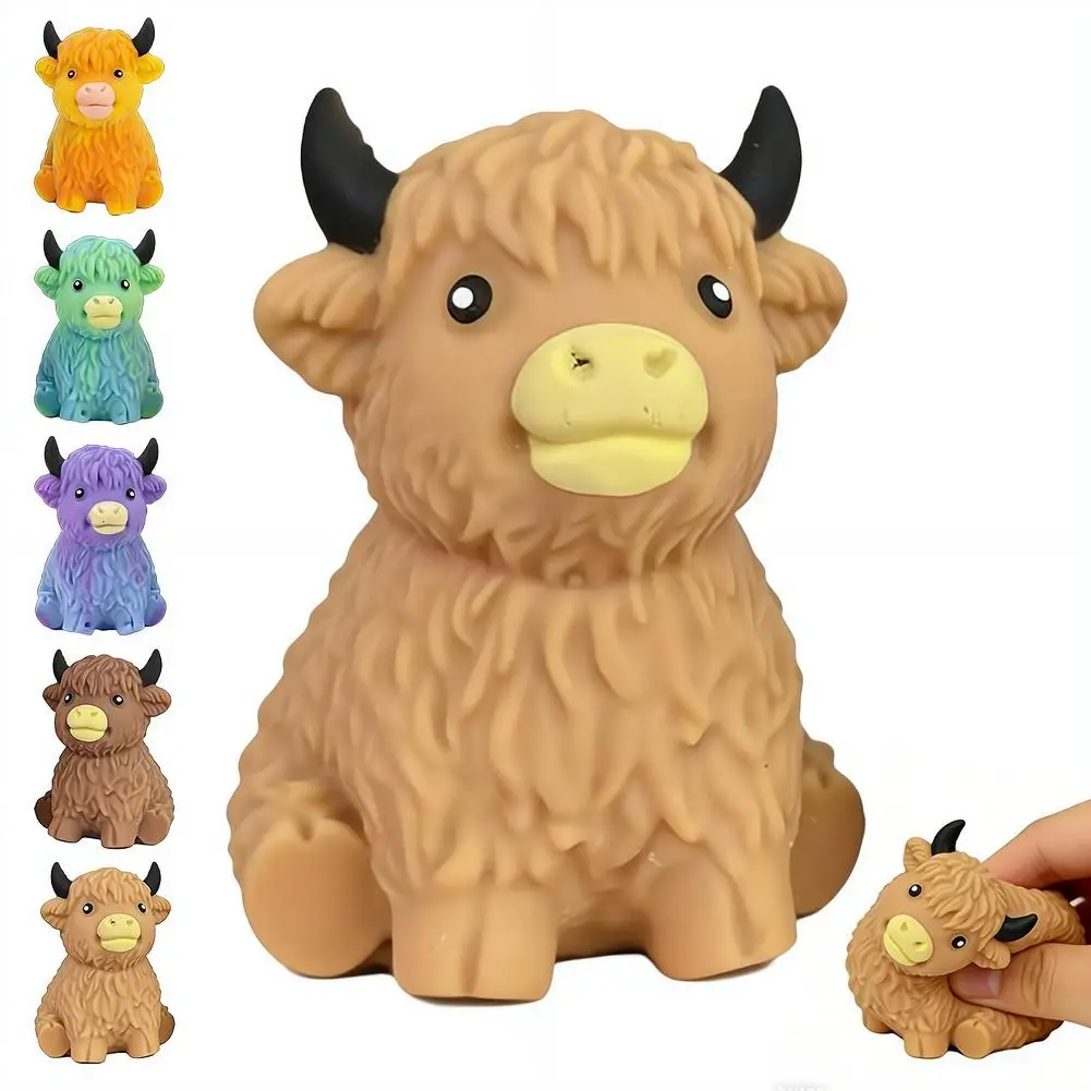 Niedlicher Yak-Stressball, langsam aufsteigendes Quetschspielzeug für Geburtstagsgeschenke, Partys, weiches Highland-Kuh-Tier-Stressabbau-Spielzeug, Büro-Stressabbau – Detail 1