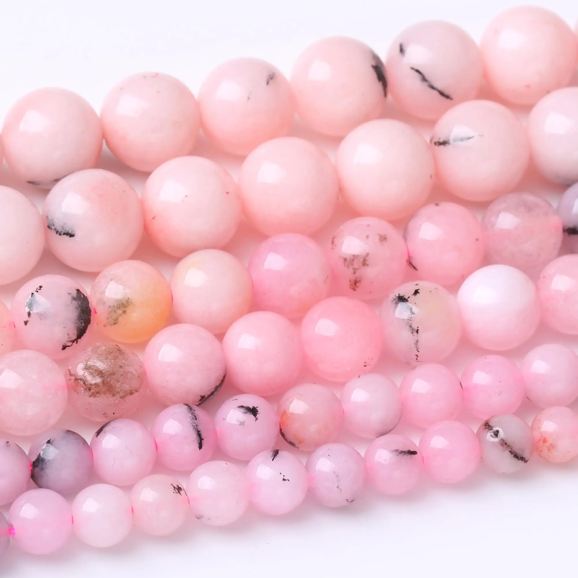 Natursteinperlen, 4–10 mm, rosa Opal, Chalcedon, rund, lose Distanzperlen für Schmuckherstellung, DIY-Armbänder, Ohrringe, Zubehör