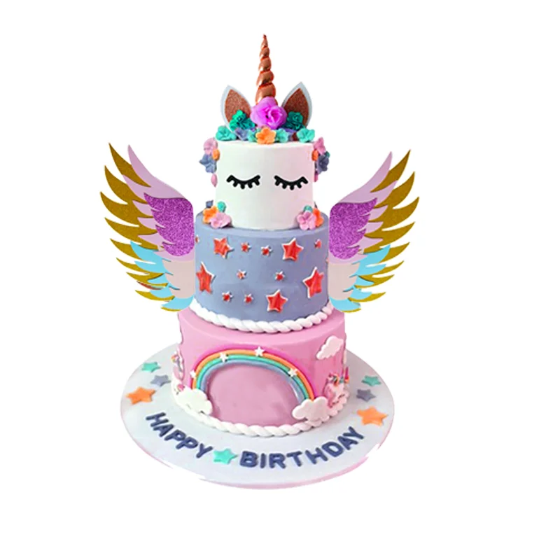 Rainbow Unicorn Cake Topper set Kids Birthday Party DIY Decoration Baby Shower Wedding Favors Unicorn Theme Party Supplies