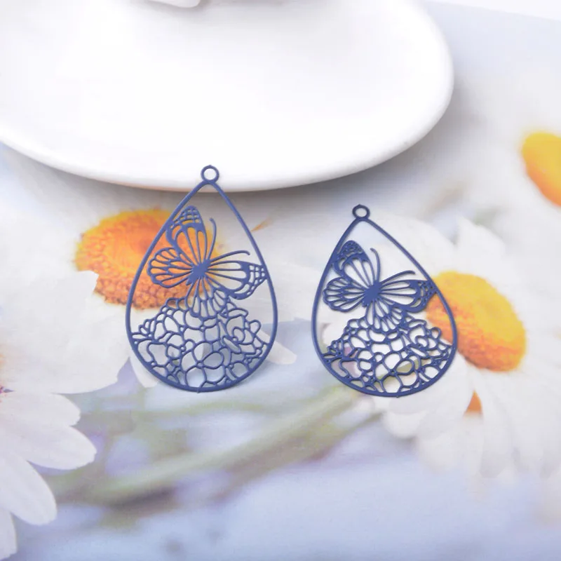 20 Stück AB7870 Messing-Schmuckanhänger, hellgoldene Schmetterlinge, bunte Schmetterlinge, Anhänger für DIY-Ohrringe und Halsketten für Damen – Detail 8