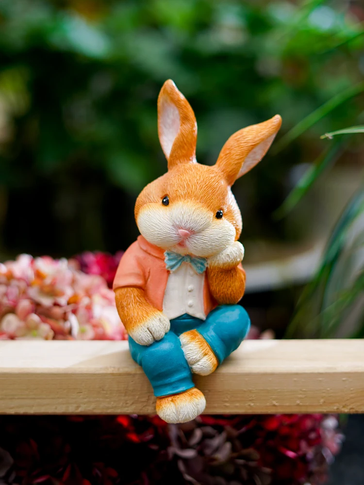 Cartoon desktop sitting rabbit ornaments outdoor garden courtyard decoration creative animal landscaping gardening decoration