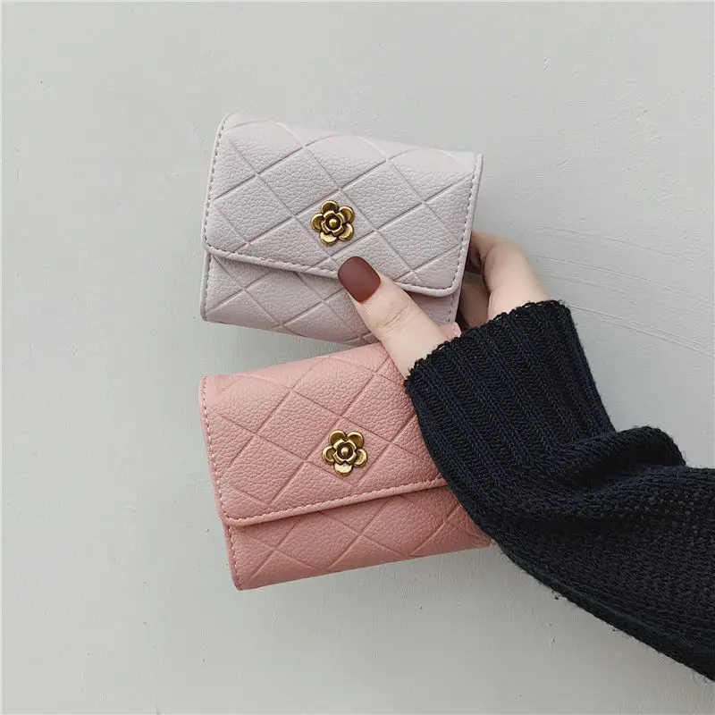 Cartera corta de cuero para mujer, monedero pequeño de marca de lujo, bolso para tarjetas, monedero de embrague, billetera con Clip para dinero