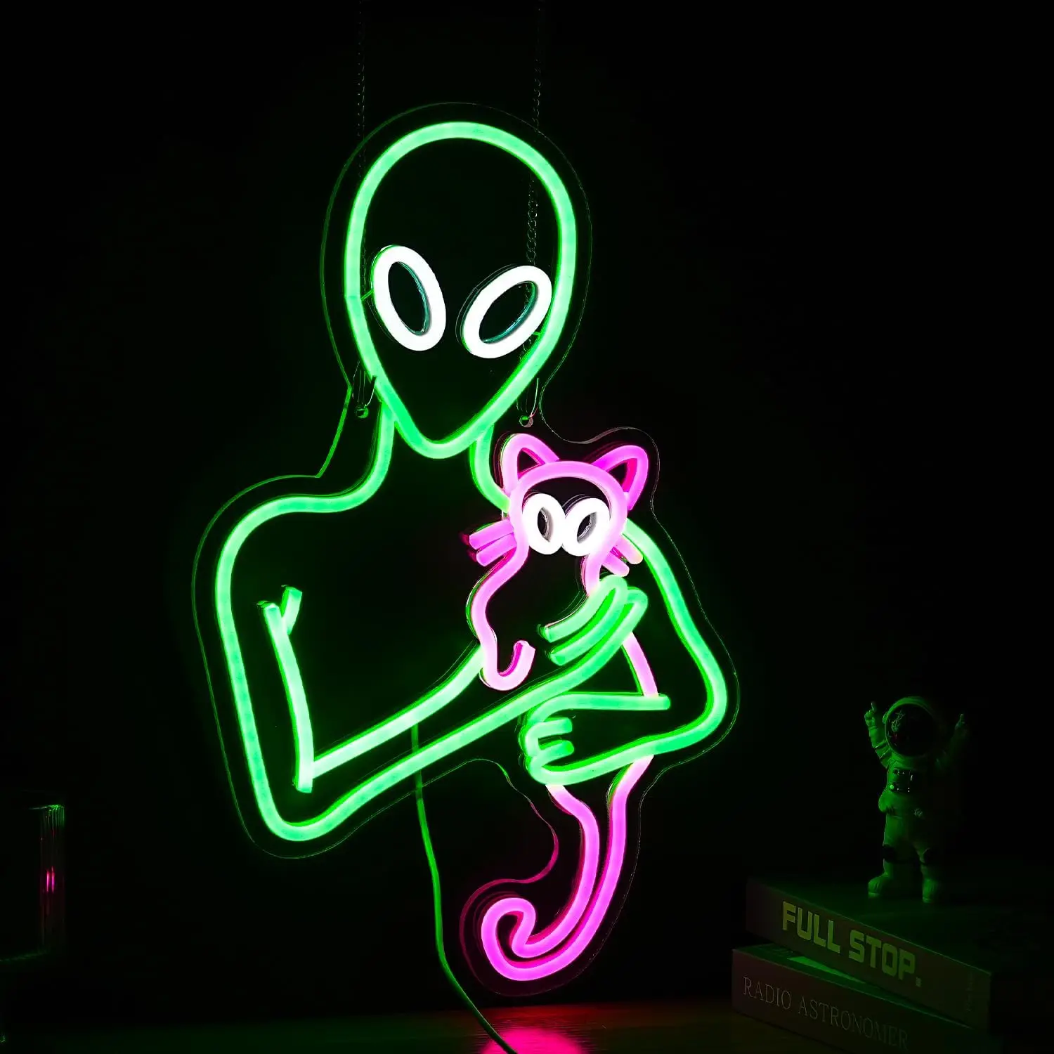 Aliens Cat Neon Sign Funny Green Aliens  LED Neon Light Sign For Art Wall Decorations Game Room Party Birthday Gifts Home Decor