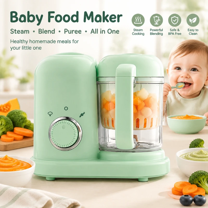 Electric Portable Home Kitchen Baby Complementary Food Maker Stirring Integrated Automatic Cooking and Grinding Tool Meat Mincer