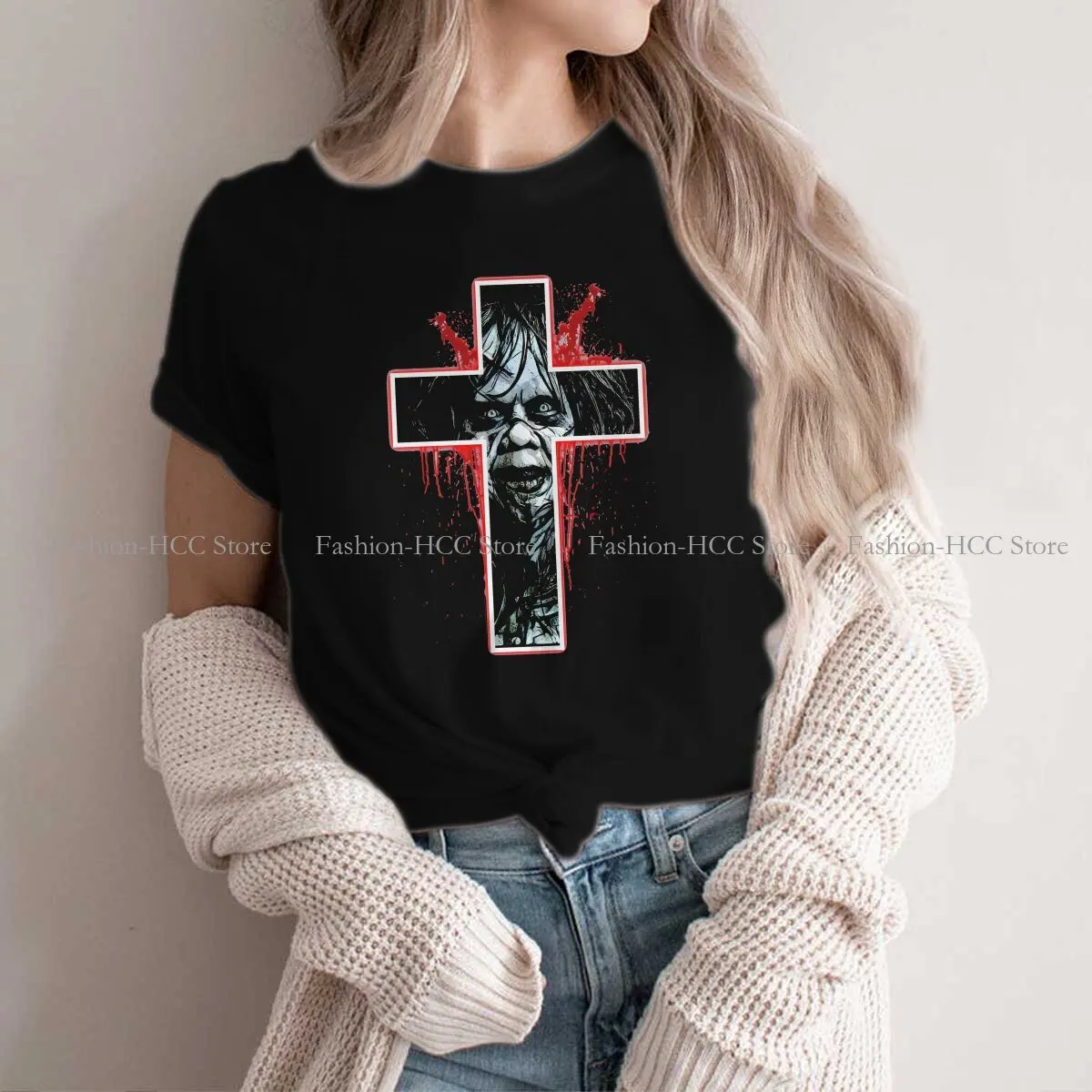 Regan Hip Hop Polyester TShirt The Exorcist Movie Creative Streetwear Comfortable T Shirt Women Tee