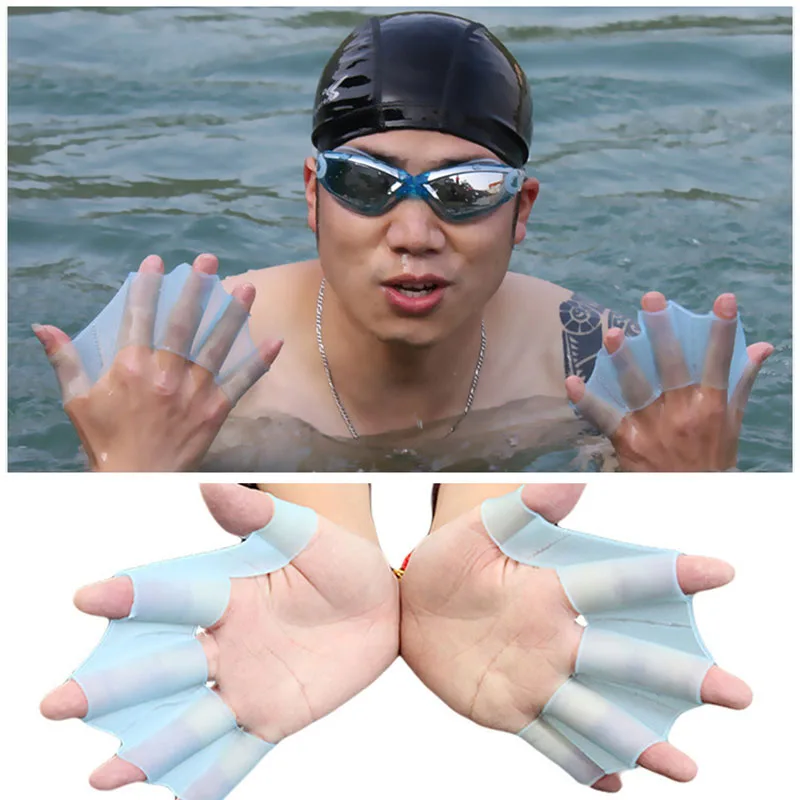 Unisex Frog Type Silicone Girdles Swimming Hand Fins Flippers Finger Webbed Gloves Paddle Water Sports Accessories