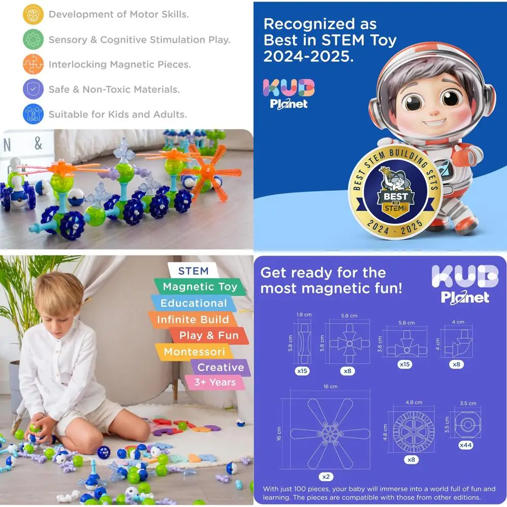 STEM Learning Magnetic Building Blocks - Space Planet Theme for Toddlers and Kids Aged 3+