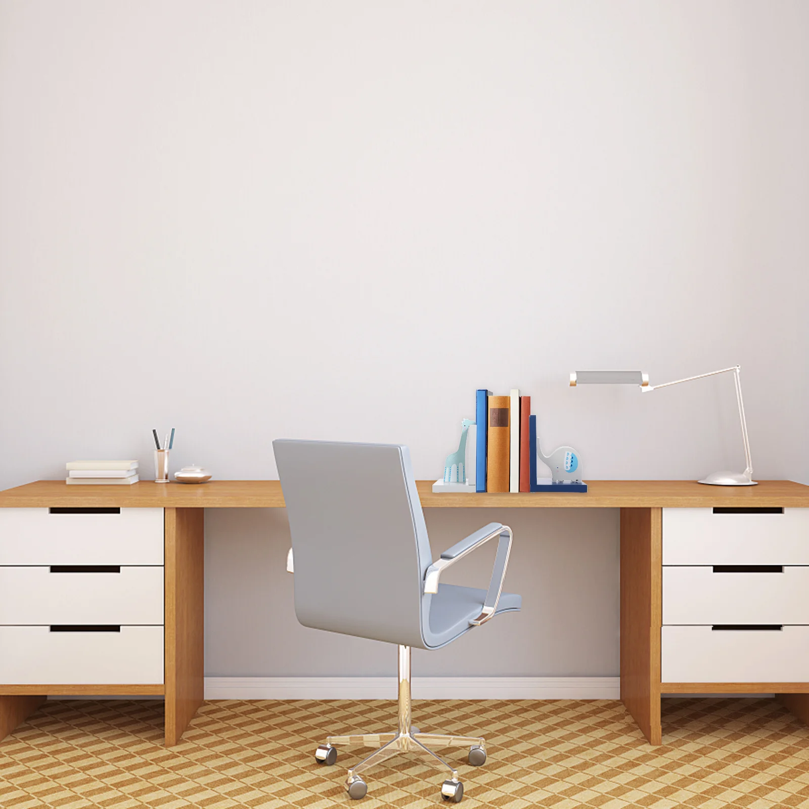 

1Pair Creative Cartoon Animal Wood Bookends Book Organizers for Desk Shelf Office Use Cartoon Animal Book Stoppers