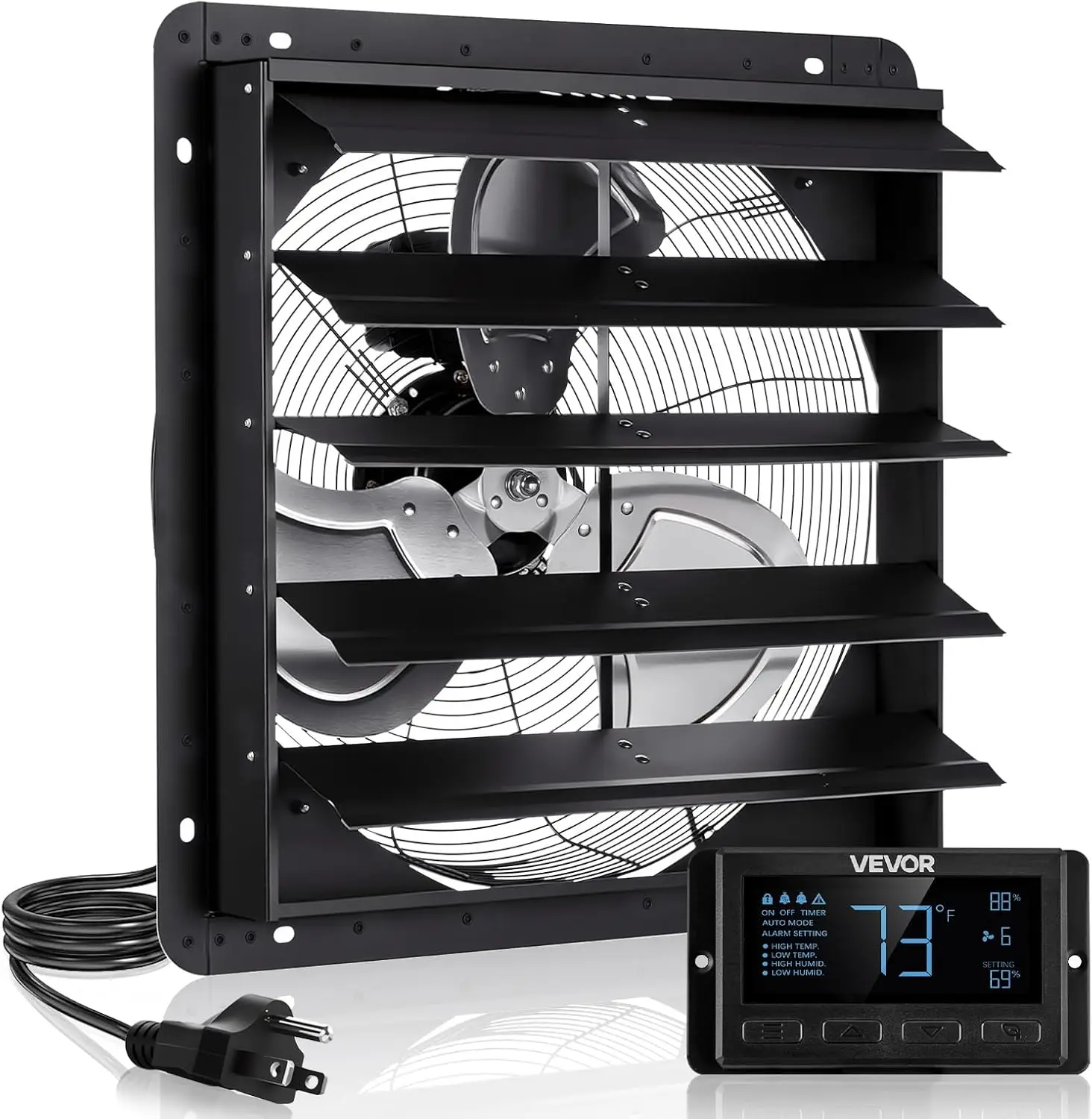 

20 inch Exhaust Fan, Wall Mounted Attic Fan with Variable Speed, Temperature & Humidity Controller, 2900 CFM, Automatic Shutter