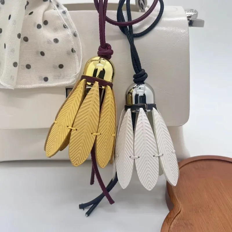 Premium Genuine Leather Badminton Shuttlecock Charm Personalized Bag Pendant Car Hanging Ornament Niche Gift