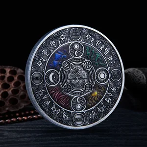 Moeda de Prata Antiga da Árvore da Vida, Matriz, Diagrama, Deus Sol, Níquel, Rainha, Elizabeth, Britânica, Comemorativa 8 principais vendas moedas antigas reis - №2