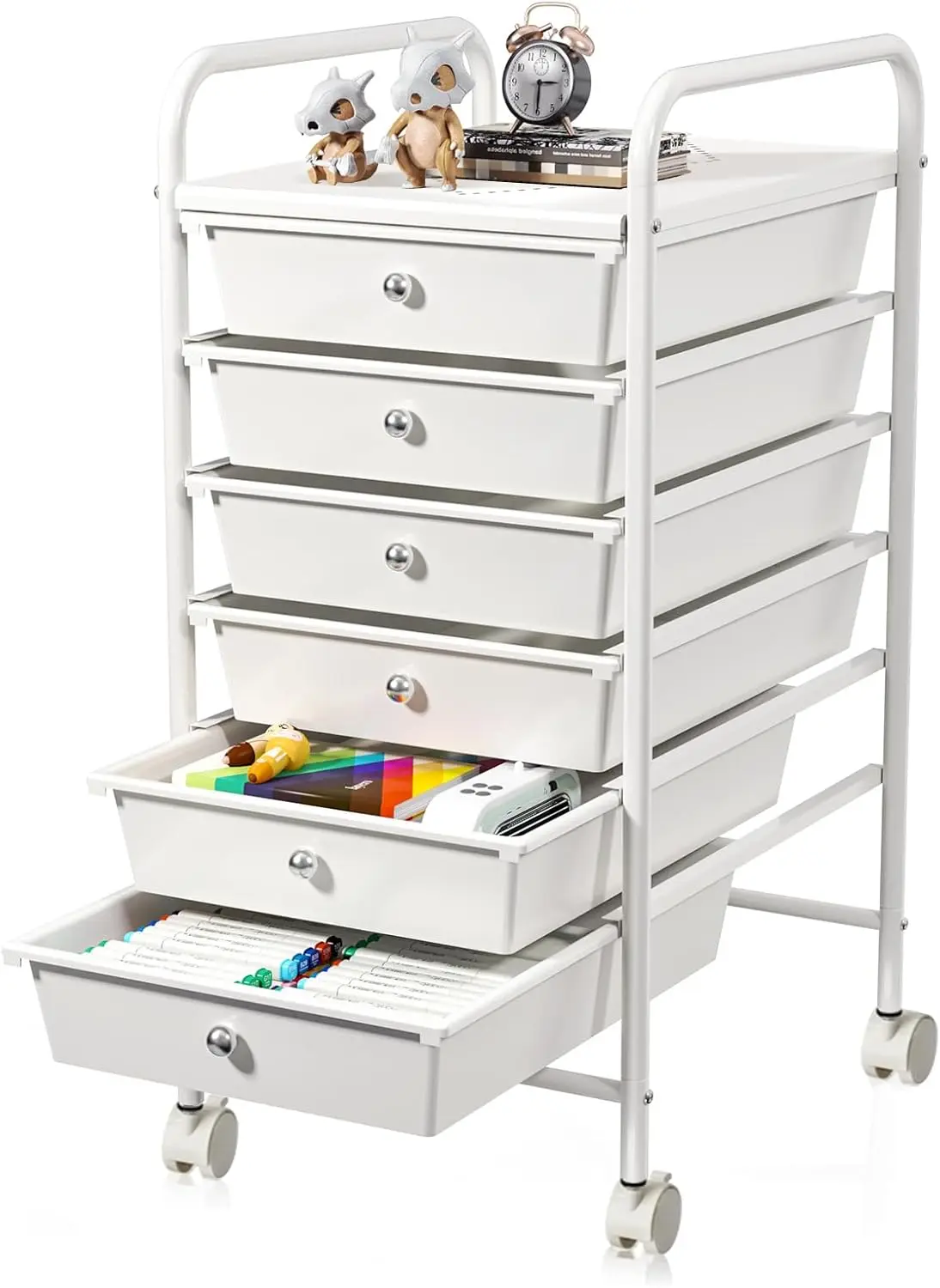 

6-Drawer Rolling Storage Cart with Locking Wheels, Multipurpose Organizer for Home Office School