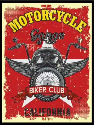 Metal plaque vintage retro style California Biker Club Classic tin door sign sign