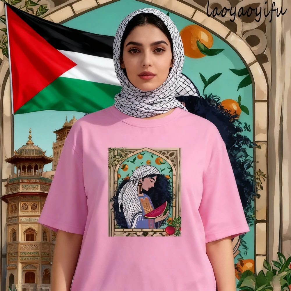 

2025 New Fashion Arab Women's Watermelon Print Men's Women's T-shirt Short Sleeve Summer Indispensable Men's Casual Tshirt Tops
