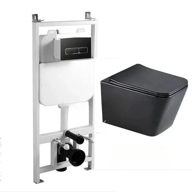 Matte Black Wall Mounted Square Water Tank for Hanging Toilets