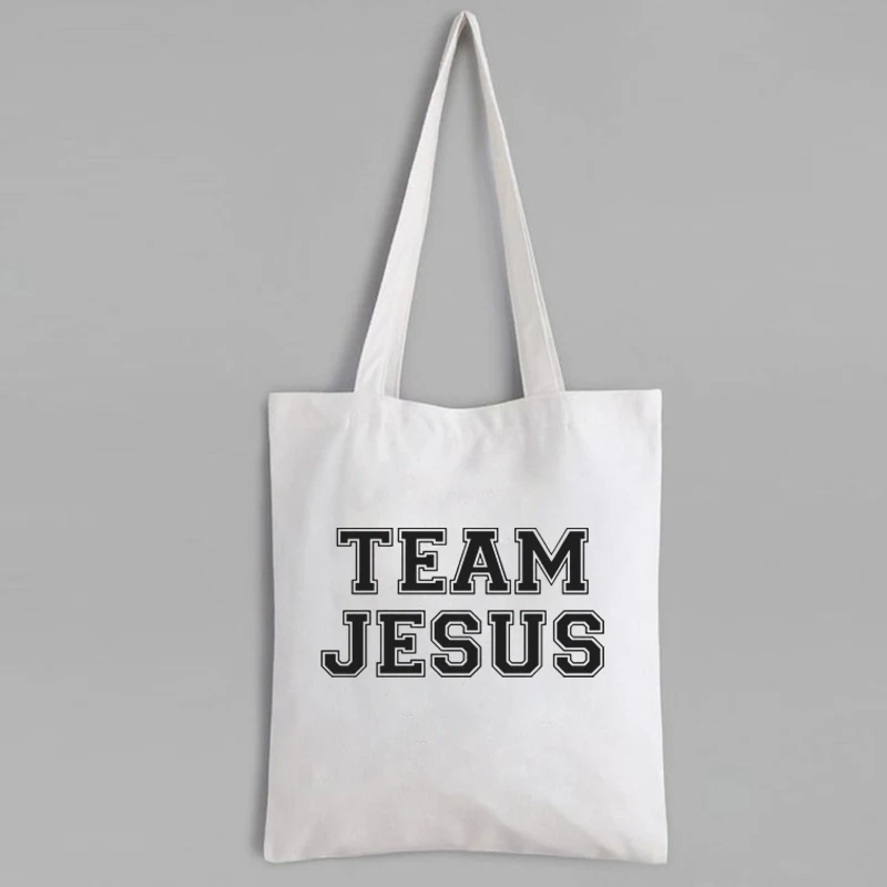 

Team Jesus Tote Bag Christian Canvas Bag Faith Reusable Bag Religious Christian Pures and Bags Letter Custom Bag