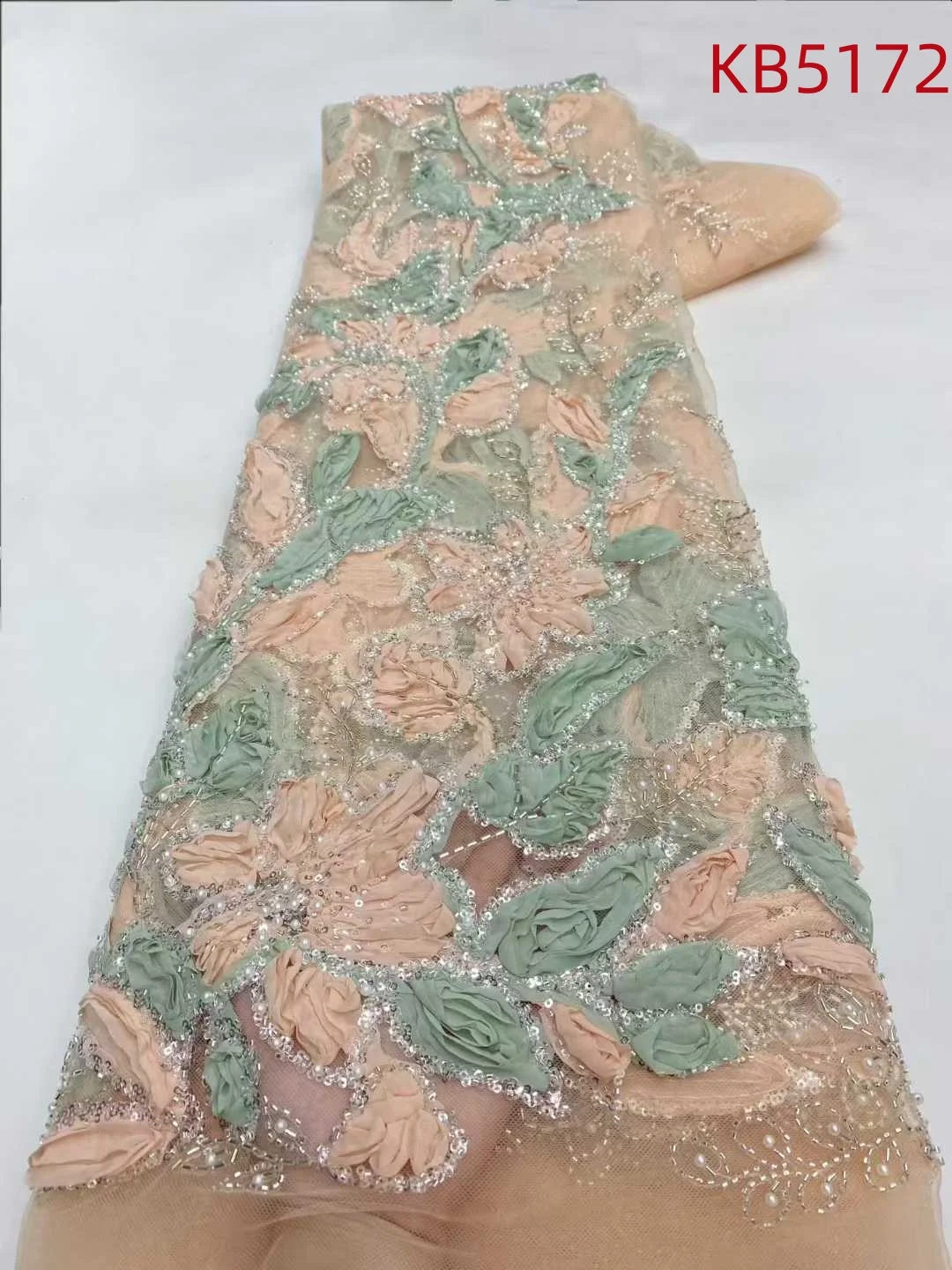 Кружевная ткань с бисером, роскошная африканская ткань, кружево высокого качества, 2022, французская сетка с блестками, черная кружевная ткань с бисером для шитья KB5178