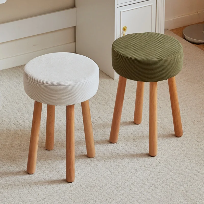 

Табурет для туалетного столика из массива дерева, современный и простой, для спальни, кресло для макияжа, табурет для туалетного столика, стул с деревянными ножками, круглый стул из массива дерева