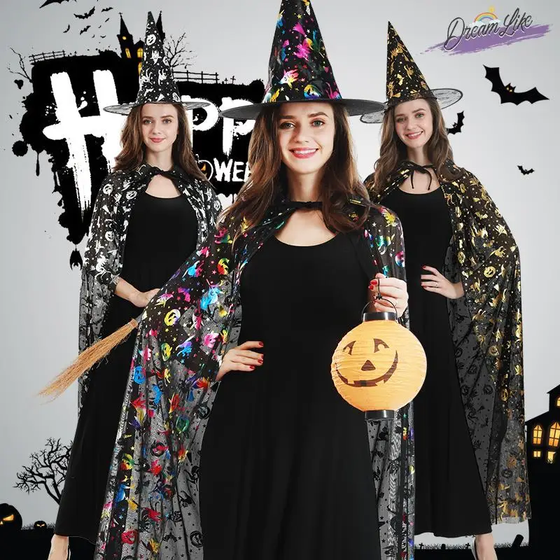 Nouveau loween femmes adulte Cape Costume adulte sorcière vêtements Cosplay t-acétate fibre 00% scène Costume National Dr