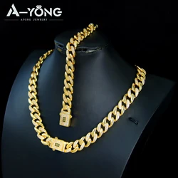 Luxury Dubai Gold Plated Necklace Bracelet 24k Gold Color Full Zircon Hip Hop Muslim Chokers Saudi Women Wedding Party Jewelry