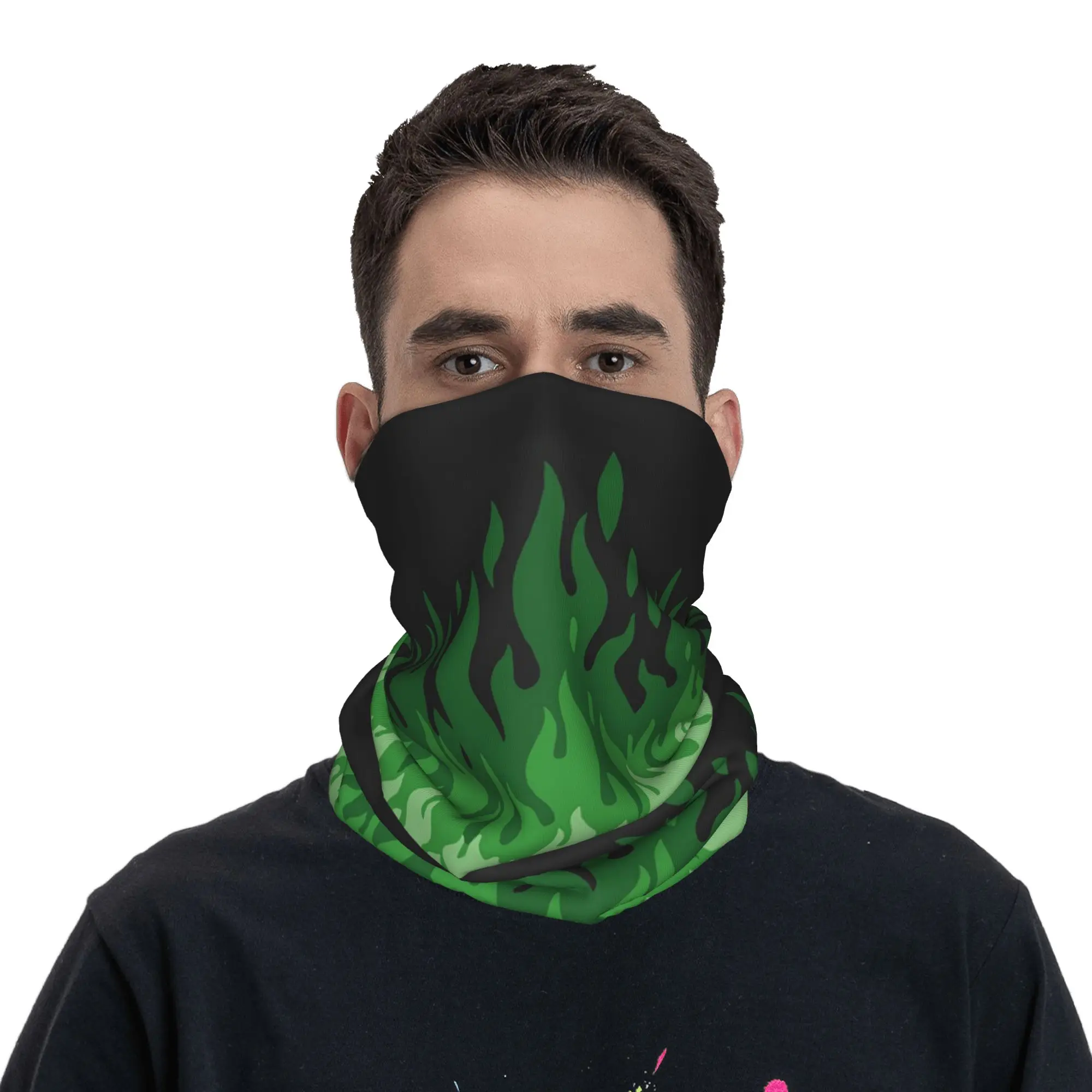 

Бандана Green Flames с принтом, маска-шарф для велоспорта, походов, рыбалки, для мужчин и женщин, для взрослых, на все сезоны