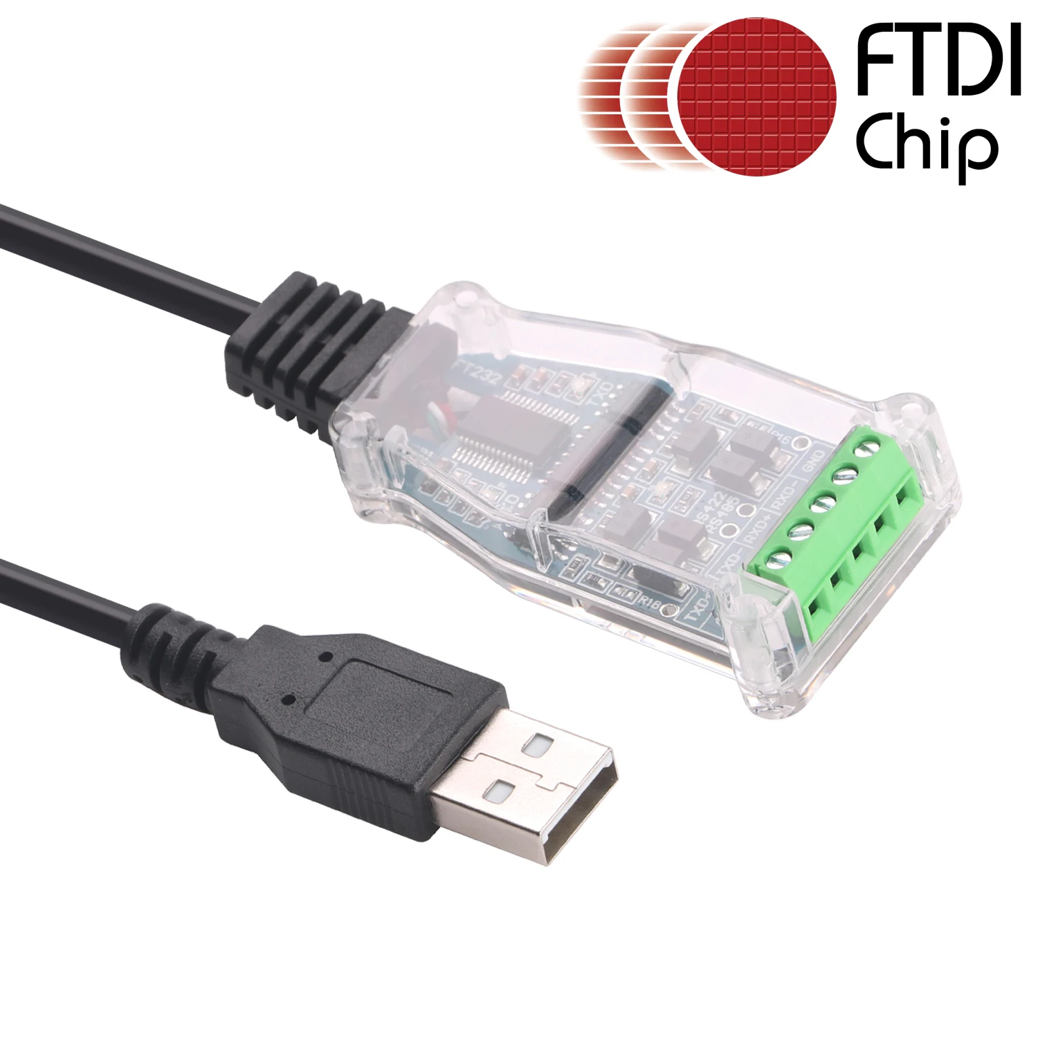 Moduł konwertera komunikacyjnego FTDI USB na RS485 RS422 485 422 z kablem adaptera i diodami LED TXD RXD