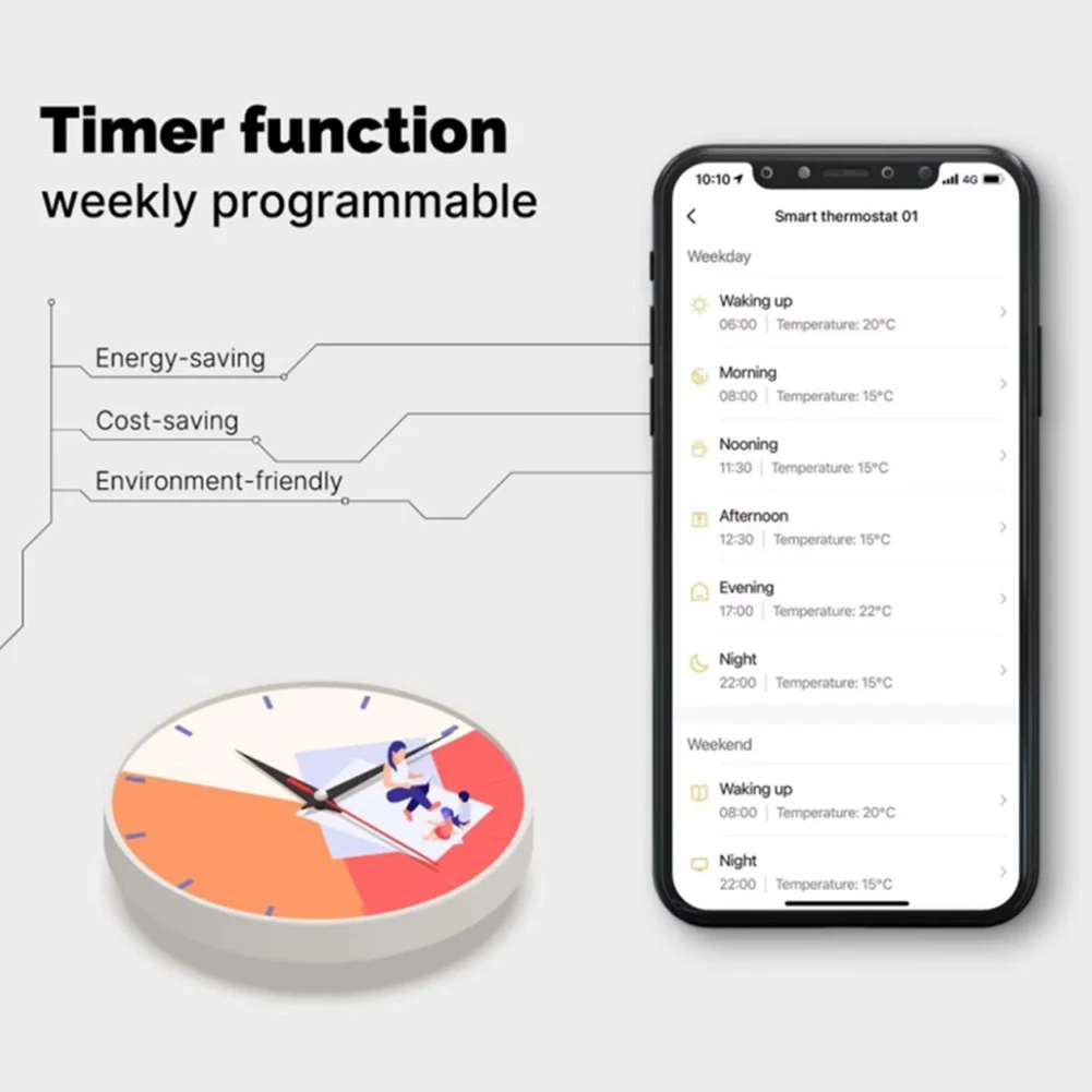 

Интеллектуальный термостат с водяным подогревом пола, комнатный термостат, программируемый умный термостат WLAN, пульт дистанционного управления температурой