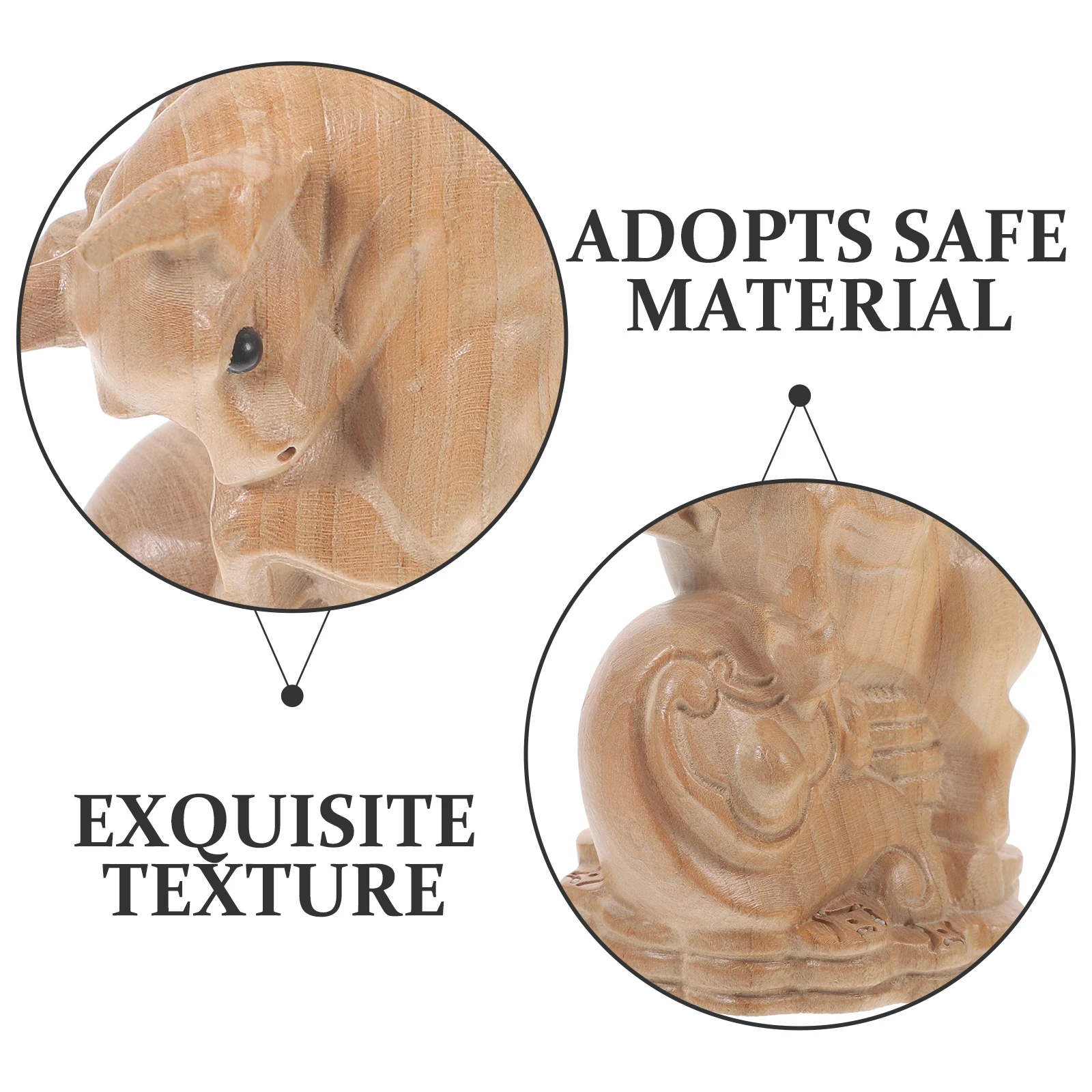 

Zodiac Ox Wooden Carving Cow Desk Accessories Figurine The Animal Decoration Farmhouse Centerpieces for Tables