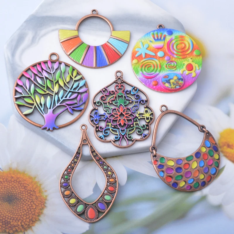 12 Stück/Set Sommerliche, leuchtend bunte Anhänger in Lebensbaum-Form, fächerförmig, fluoreszierende Farben, Schmuckherstellung, Boho-Anhänger, DIY-Ohrringe für Frauen – Detail 5
