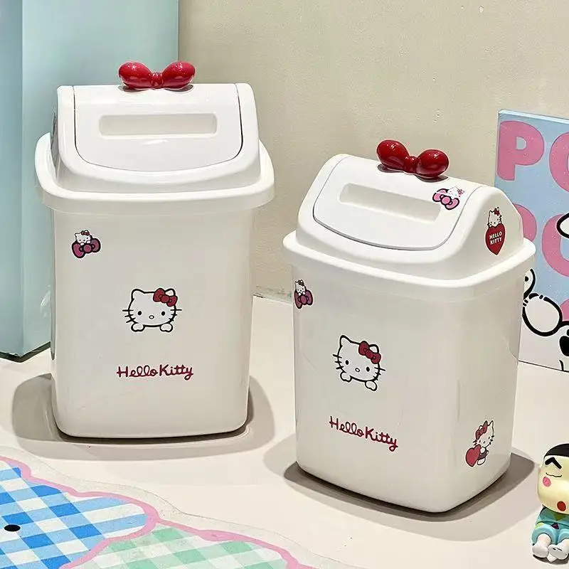 Sanrio HelloKitty Swing Lid Bin Odor Isolation Waste Bin Durable Cute Floor Trash Bin EasyClean SwingGarbage KitchenLivingOffice view 2