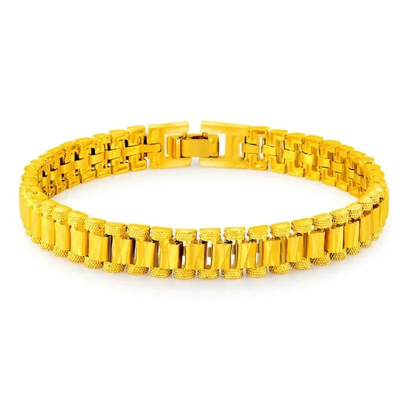 Pulsera de oro de 24k para mujer, brazalete de oro auténtico de 24k, ajustable, 3D, regalo de moda, 9999